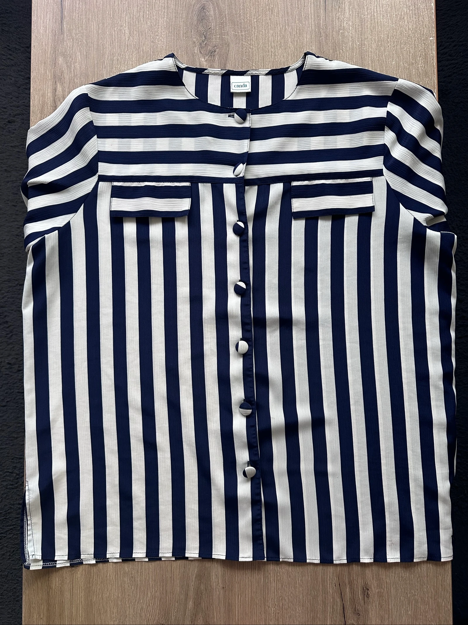 Canda marineblauw & wit gestreept overhemd – Maat 46 – Impeccabele staat – photo 3